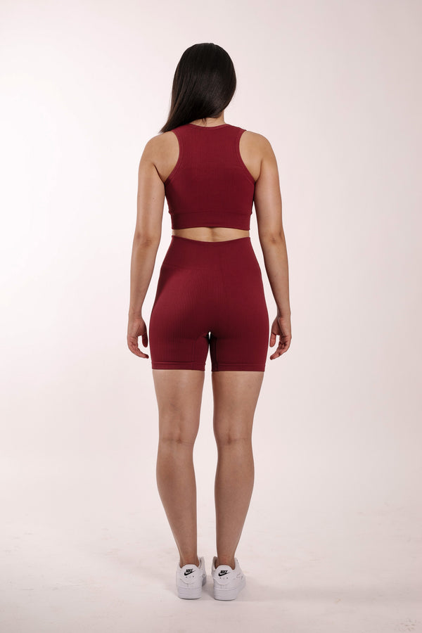 Ribbed biker short - merlot
